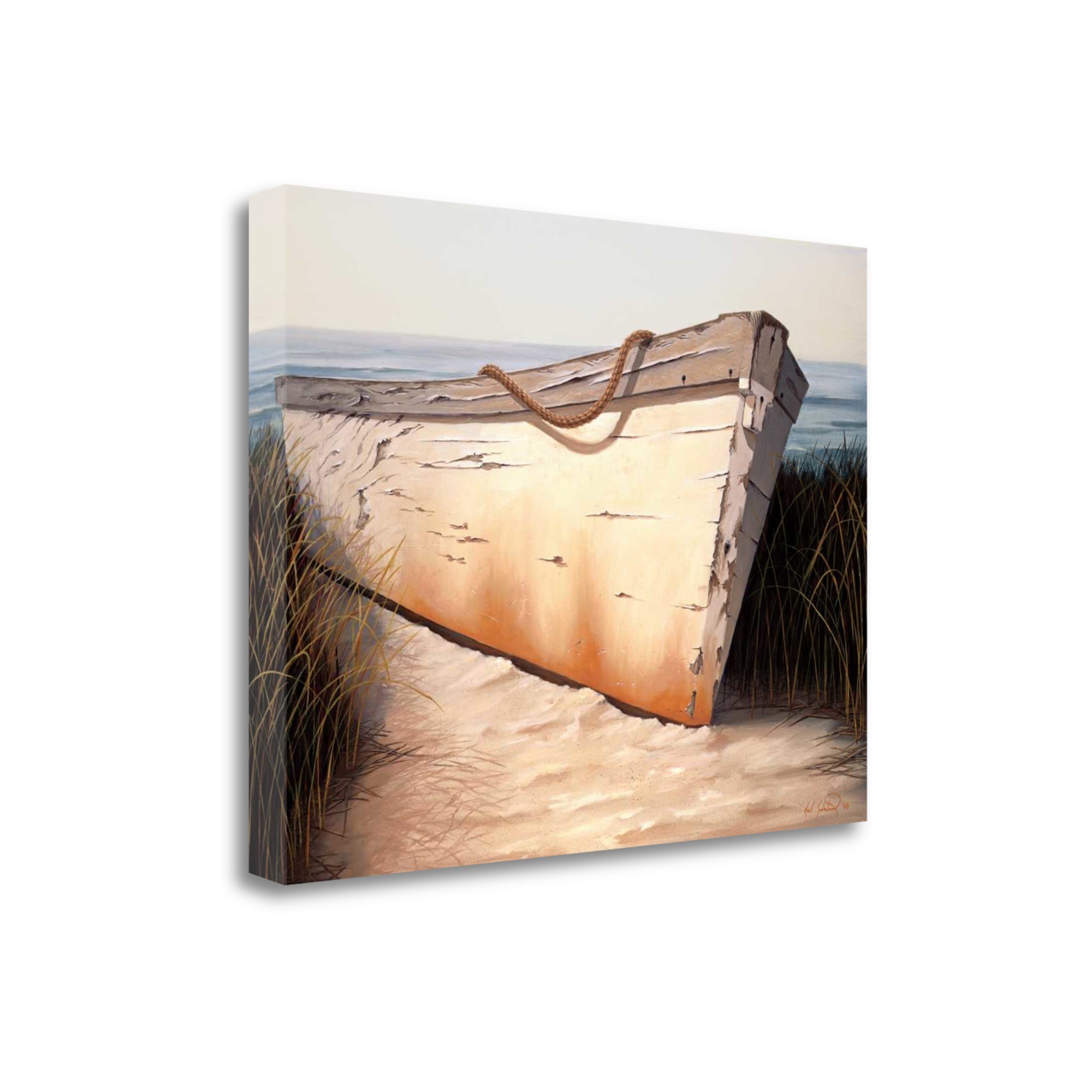45" Old Fishing Boat On White Sands Giclee Wrap Canvas Wall Art