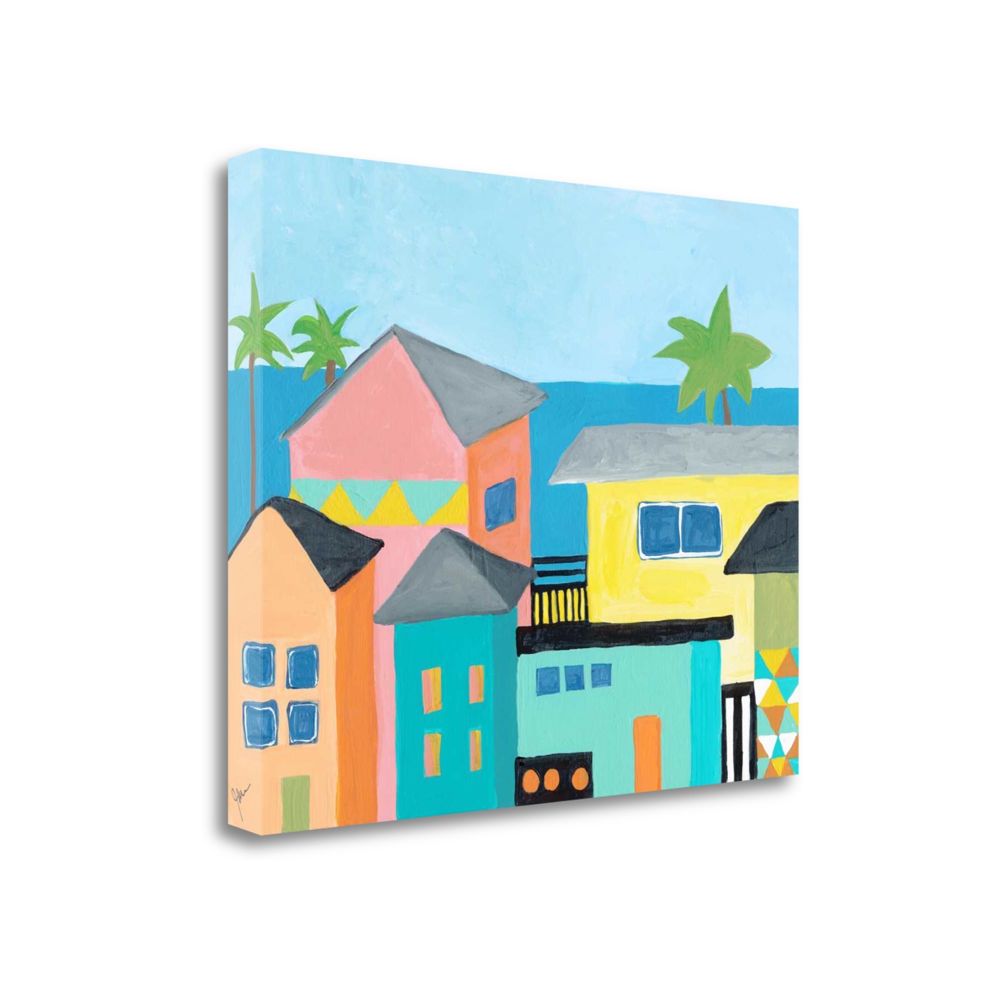 40" Colorful Beachfront Houses Print on Gallery Wrap Canvas Wall Art