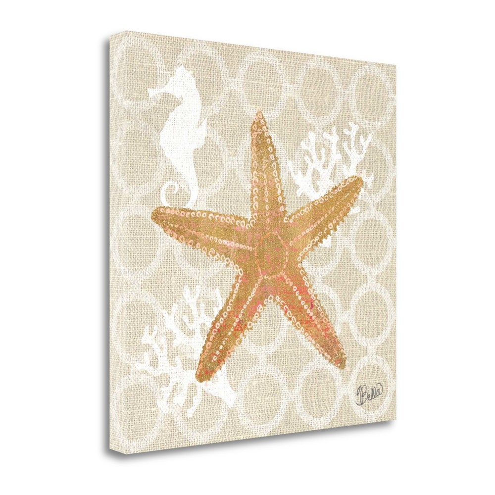 35" Beach Starfish on Linen Giclee Print on Gallery Wrap Canvas Wall Art