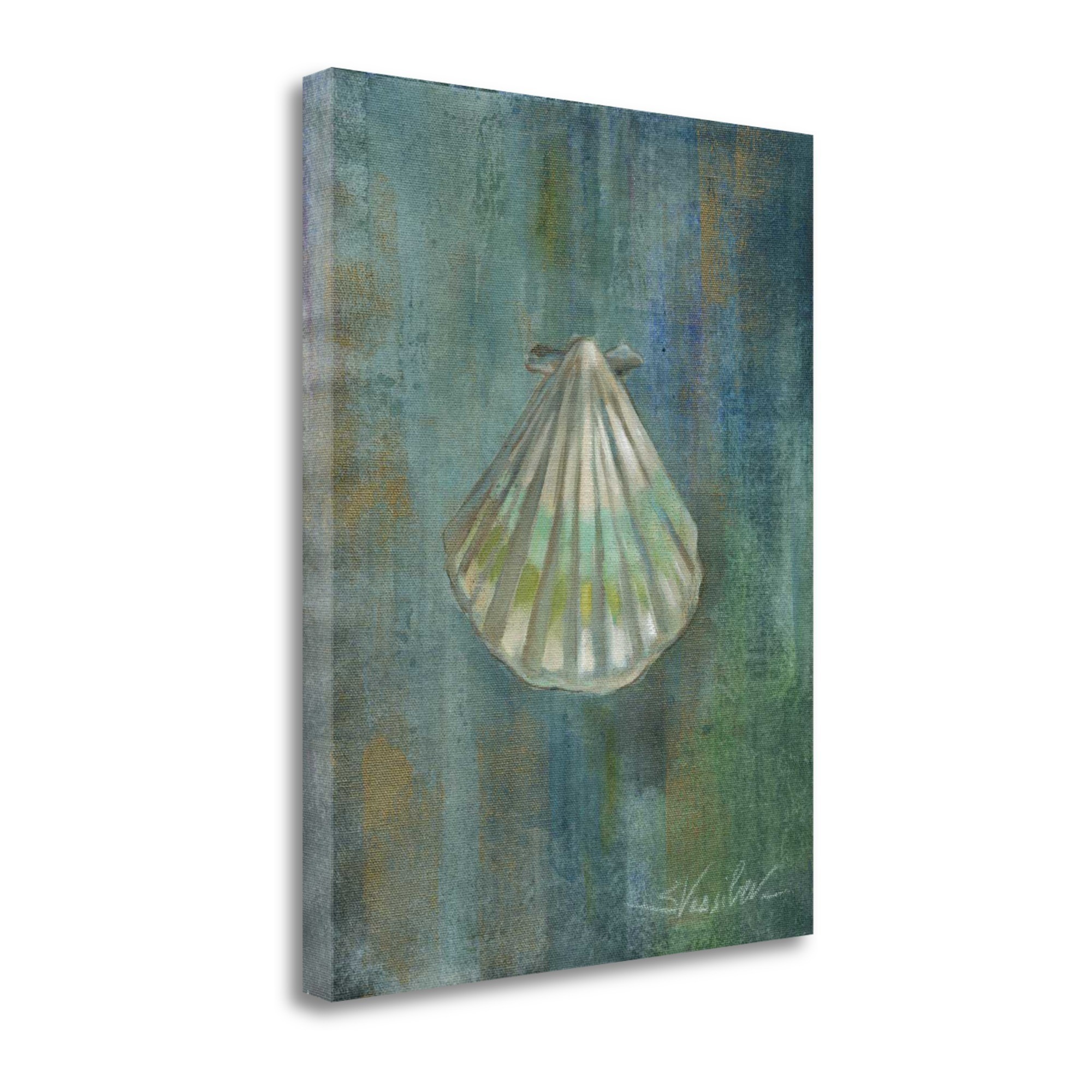 45" Blue Seashell Giclee Wrap Canvas Wall Art