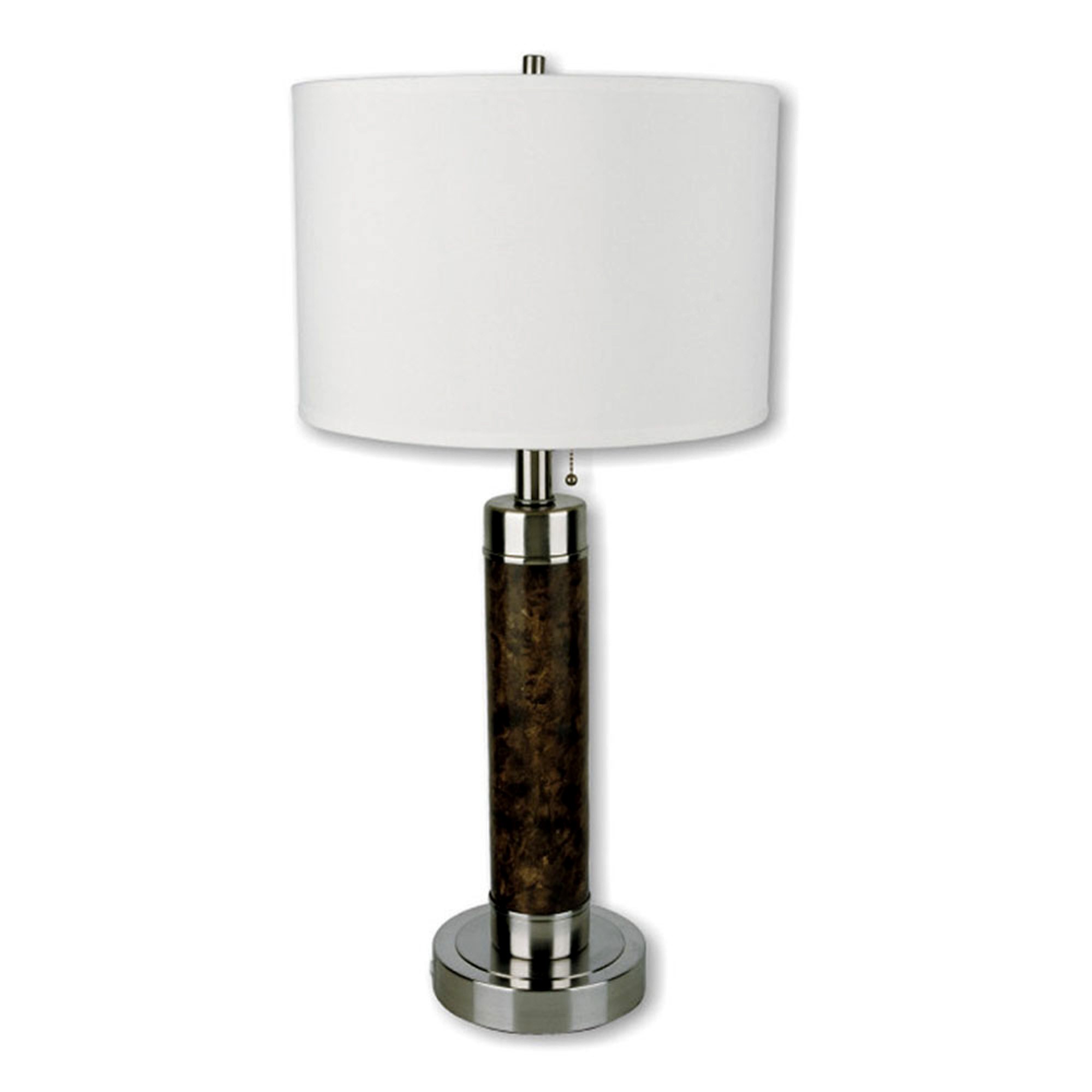 Silver Metal and Wooden Table Lamp