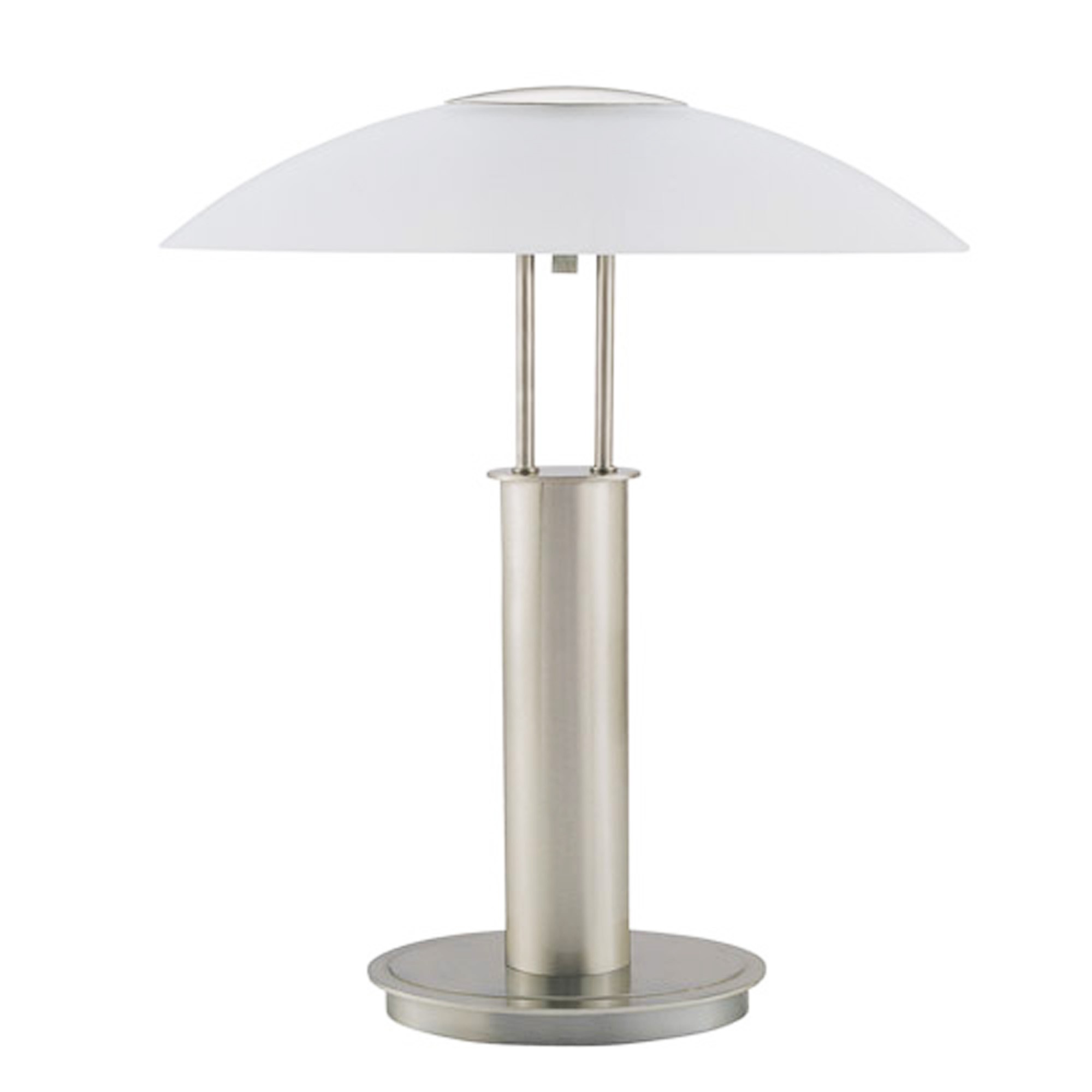 Silver Metal Table Lamp with Domed Glass Shade