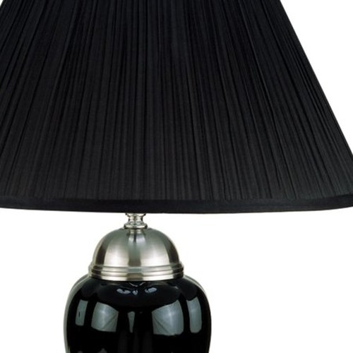 Silver and Black Table Lamp with Black Shade