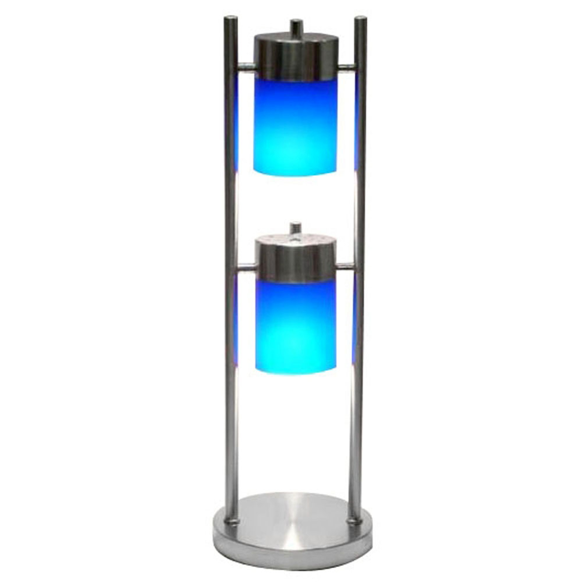 Silver Metal Adjustable Table Lamp with Blue Acrylic Shades