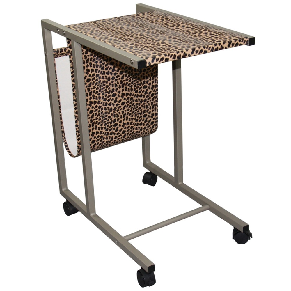 Modern Leopard Print Metal Laptop Cart and Desk