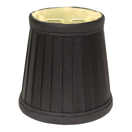 4" Black and Gold Set of 6 Slanted Pleat Chandelier Silk Lampshades