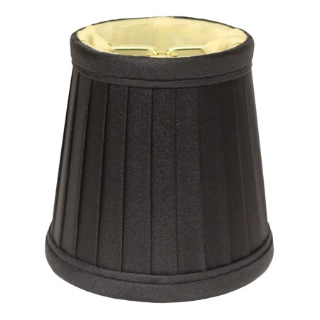 4" Black and Gold of 6 Slanted Pleat Chandelier Silk Lampshades