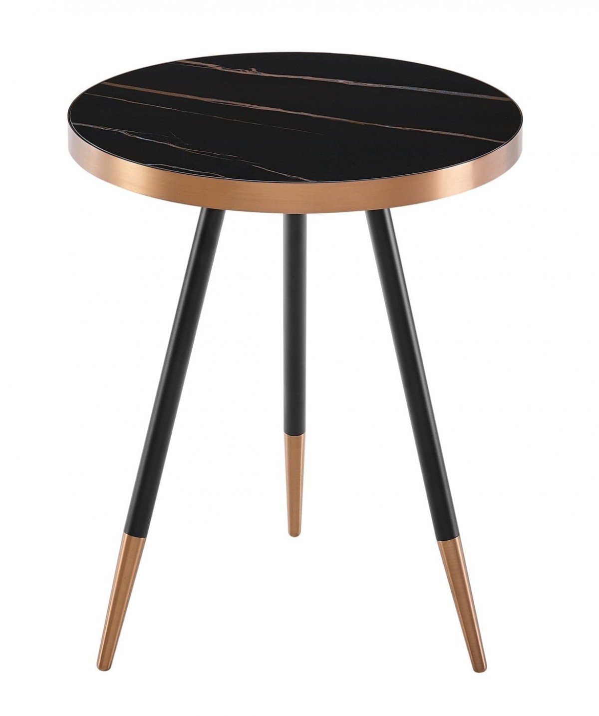 Stylish Black Ceramic and Rose Gold Side or End Table