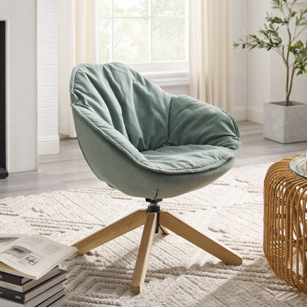 Modern Celadon Home or Office Swivel Accent Chair