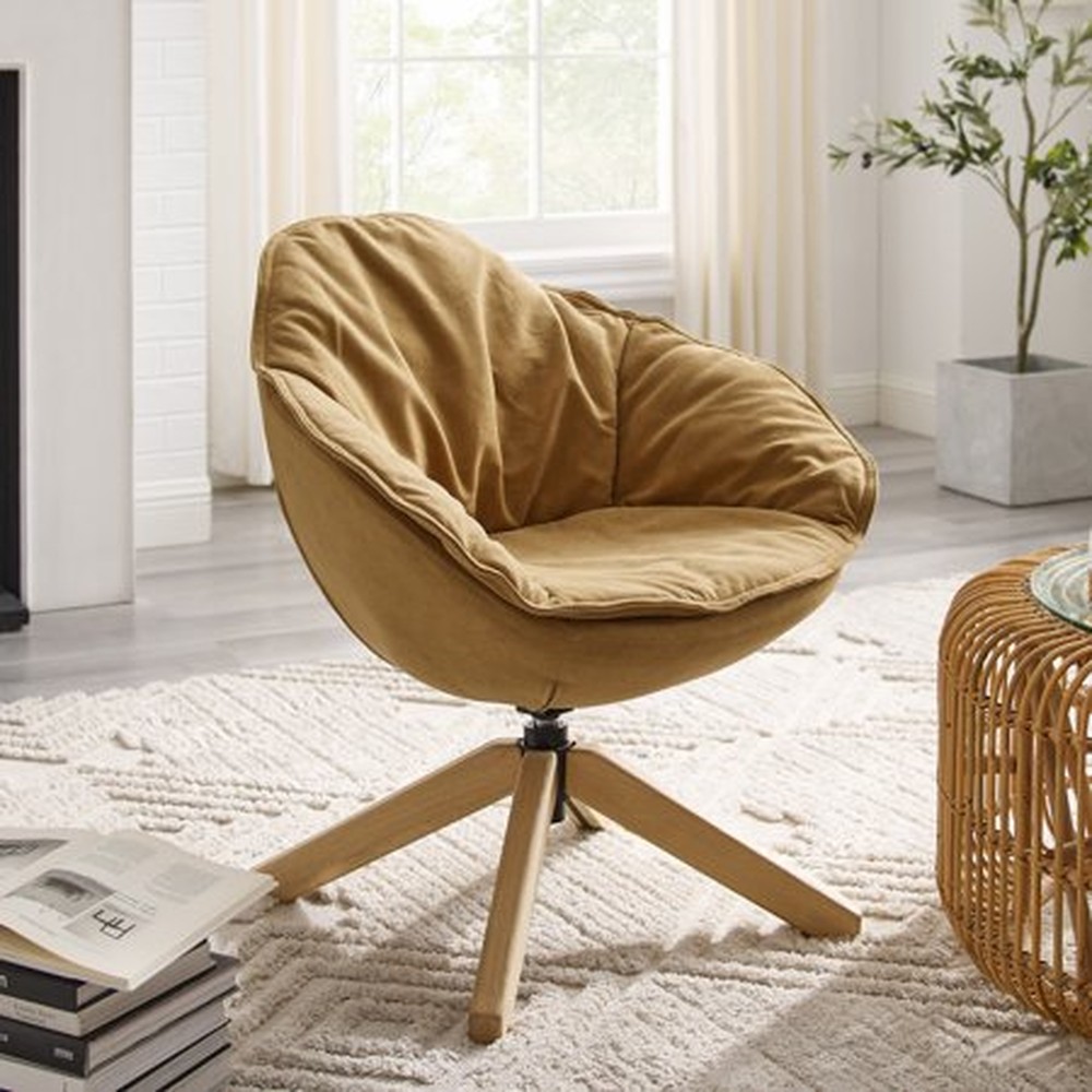 Modern Khaki Home Office Swivel Accent Chair