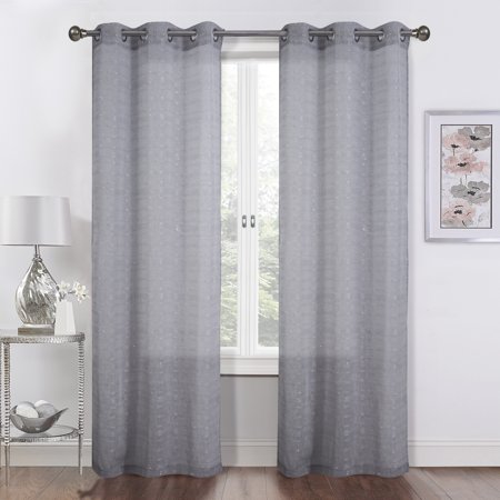 Set of Two 96" Gray Shimmery Window Curtain Panels