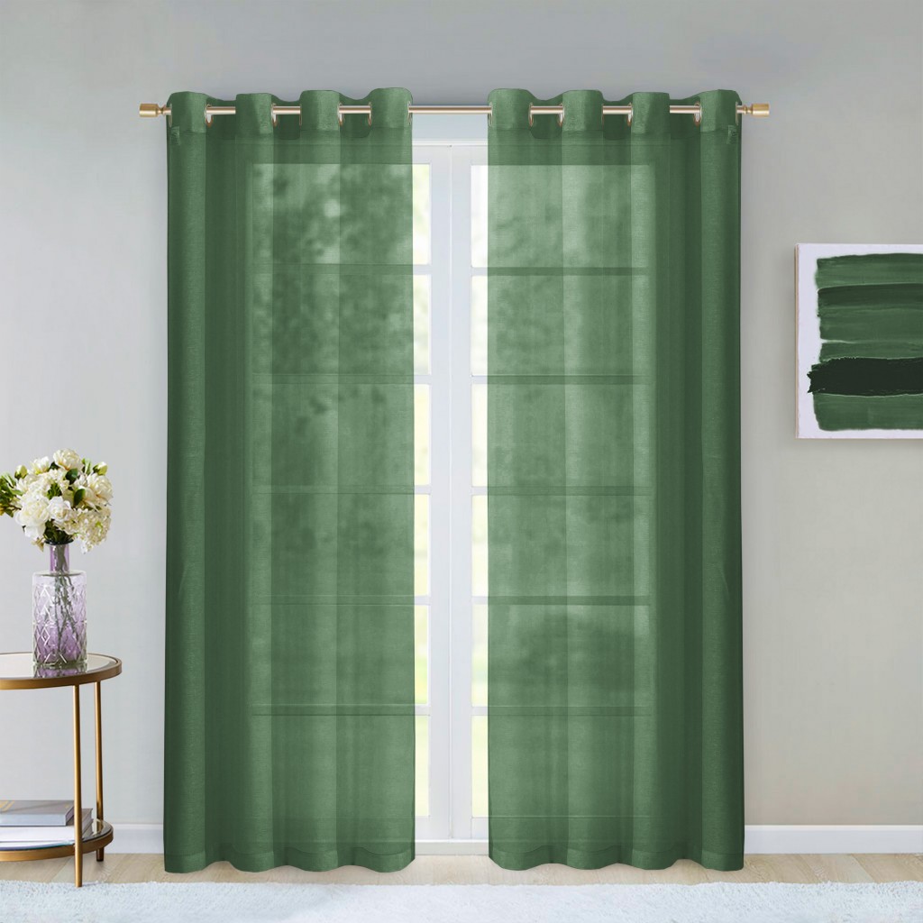 Set of Two 84" Sage Solid Modern Window Panels