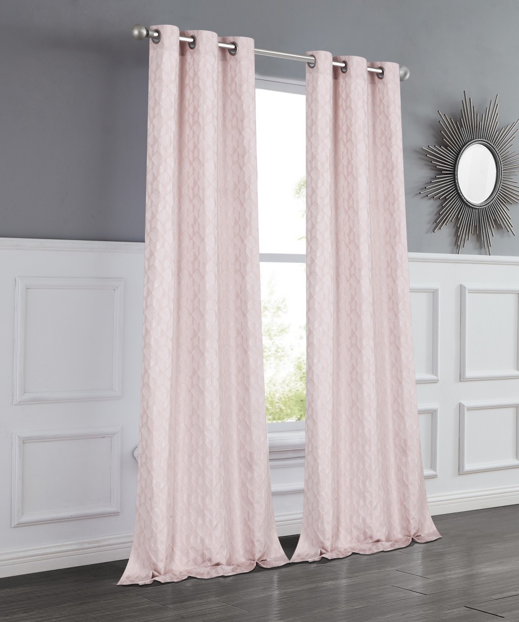 Set of Two 84" Blush Textured Window Curtain Panels
