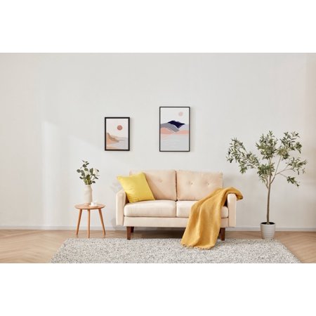 Beige Velvet Modern Modular Loveseat