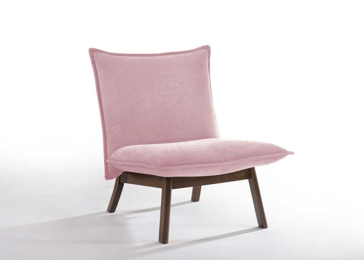 31" Plush Pink Low Profile Armless Accent Chair