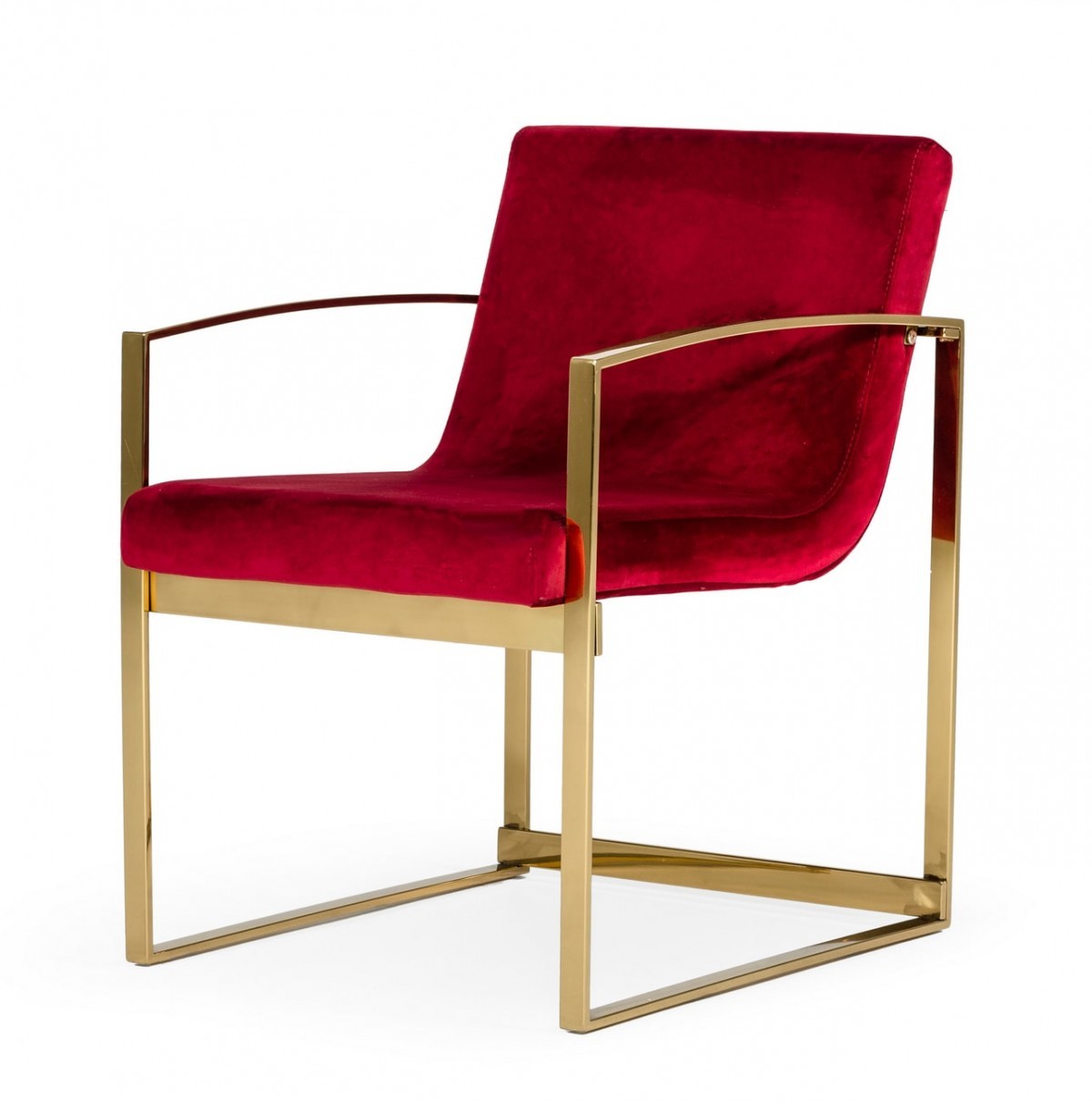 32" Lux Red Velvet and Gold Armchair