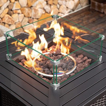 14" Square Glass Fire Pit Flame Protector