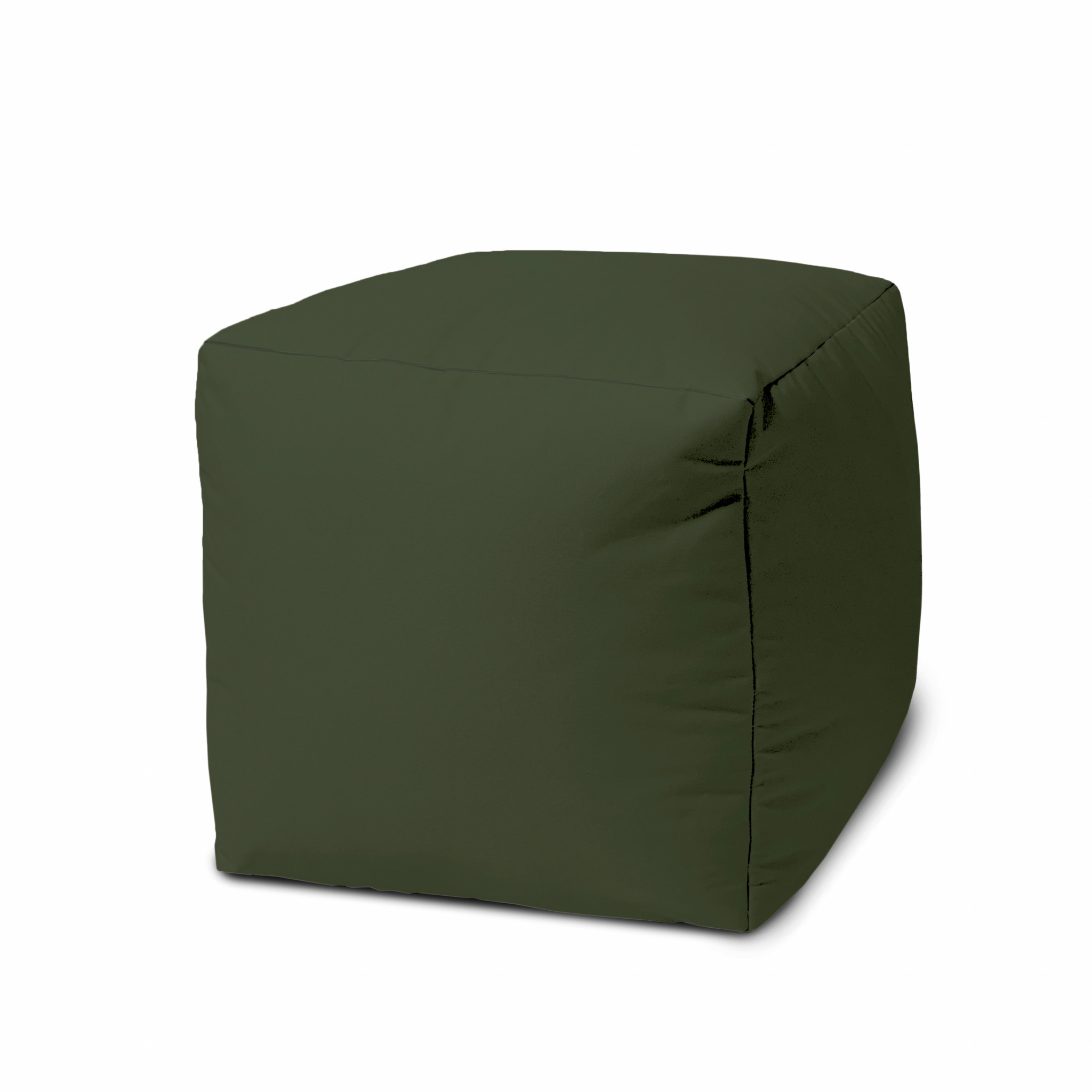 17 Cool Dark Khaki Green Solid Color Indoor Outdoor Pouf Ottoman