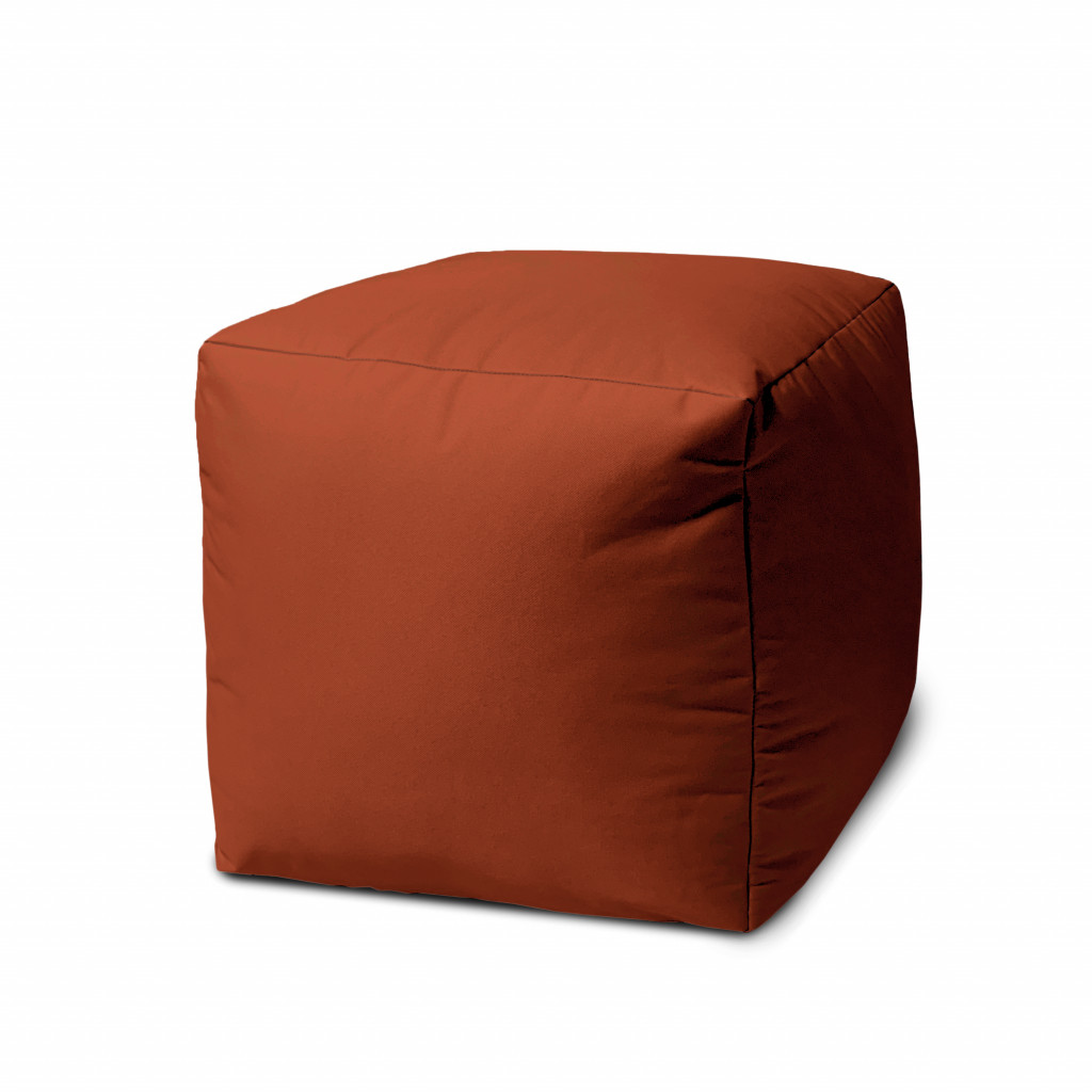 17 Cool Dark Amber Rust Solid Color Indoor Outdoor Pouf Ottoman