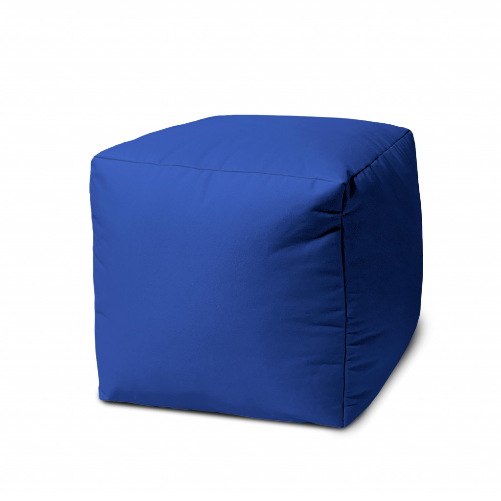 17 Cool Primary Blue Solid Color Indoor Outdoor Pouf Cover