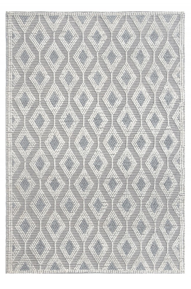 9 x 13 Ivory Gray Diamond Trellis Modern Area Rug