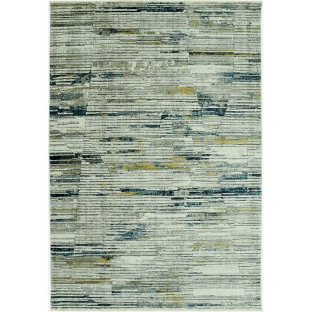 9 x 13 Blue Ivory Abstract Striped Area Rug