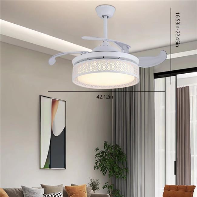 Classy White Ceiling LED Lamp And Fan