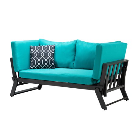 Teal Outdoor Patio Convertible Modern Daybed