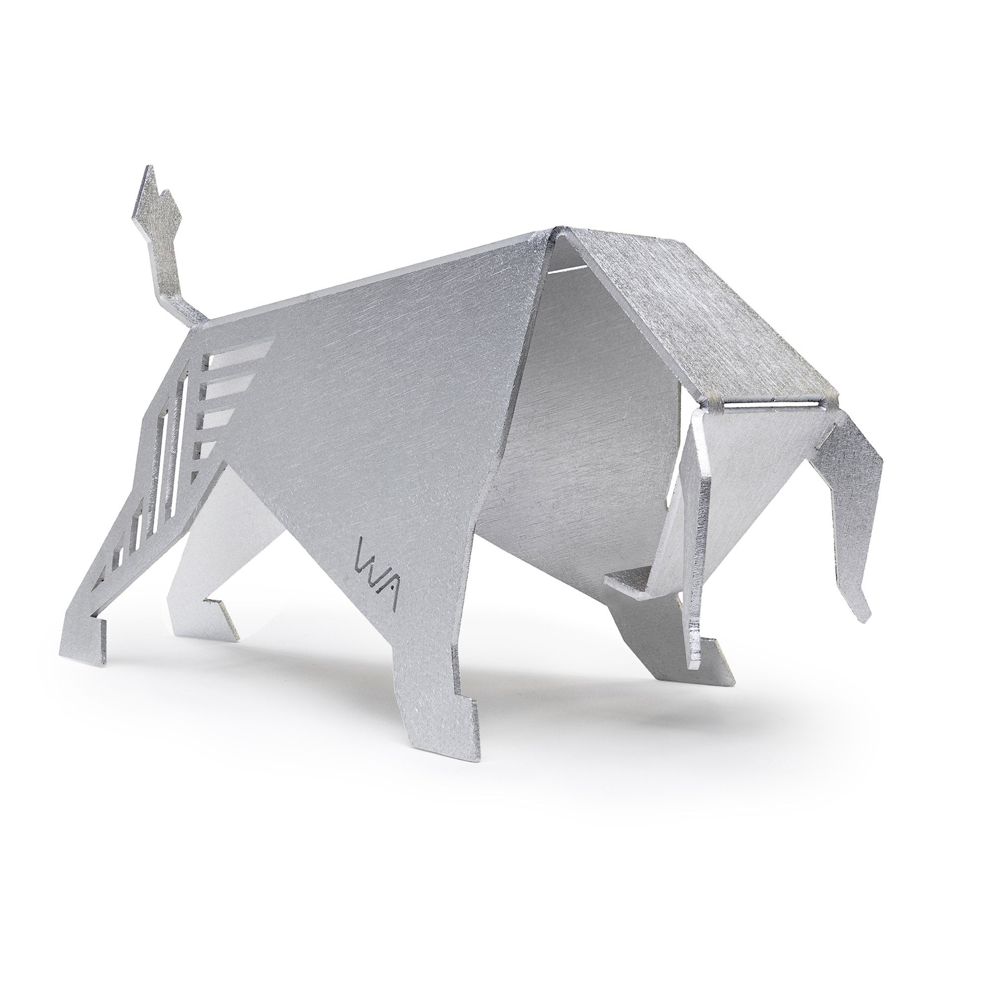 Aluminum 6" Bull Origami Geometric Sculpture