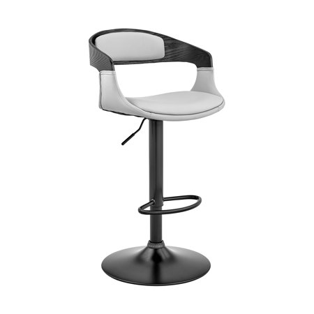 Gray Modern Upholstered & Black Base Bar Stool