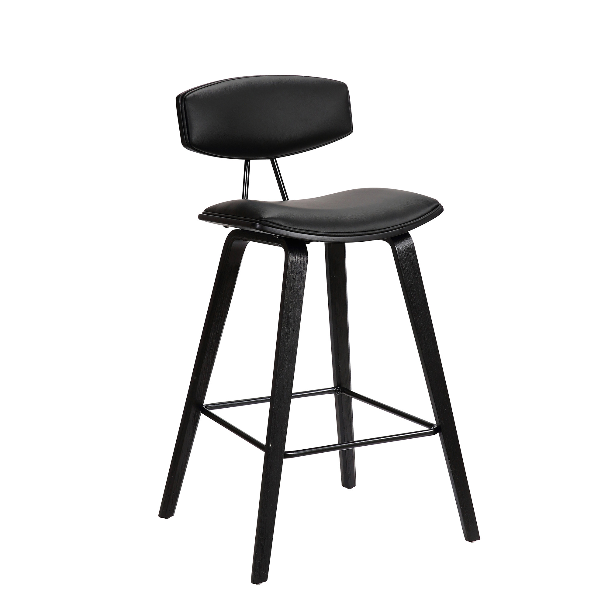 29 Black Faux Leather Mid Century Modern Bar Stool