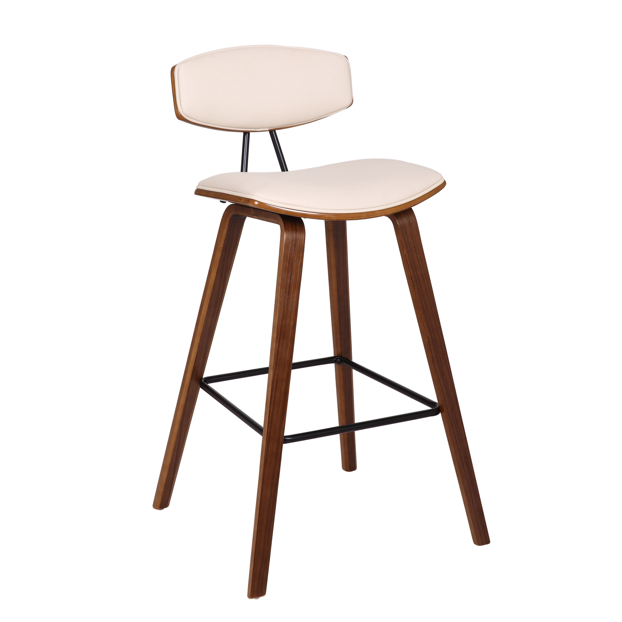 29 Cream Faux Leather Mid Century Modern Bar Stool