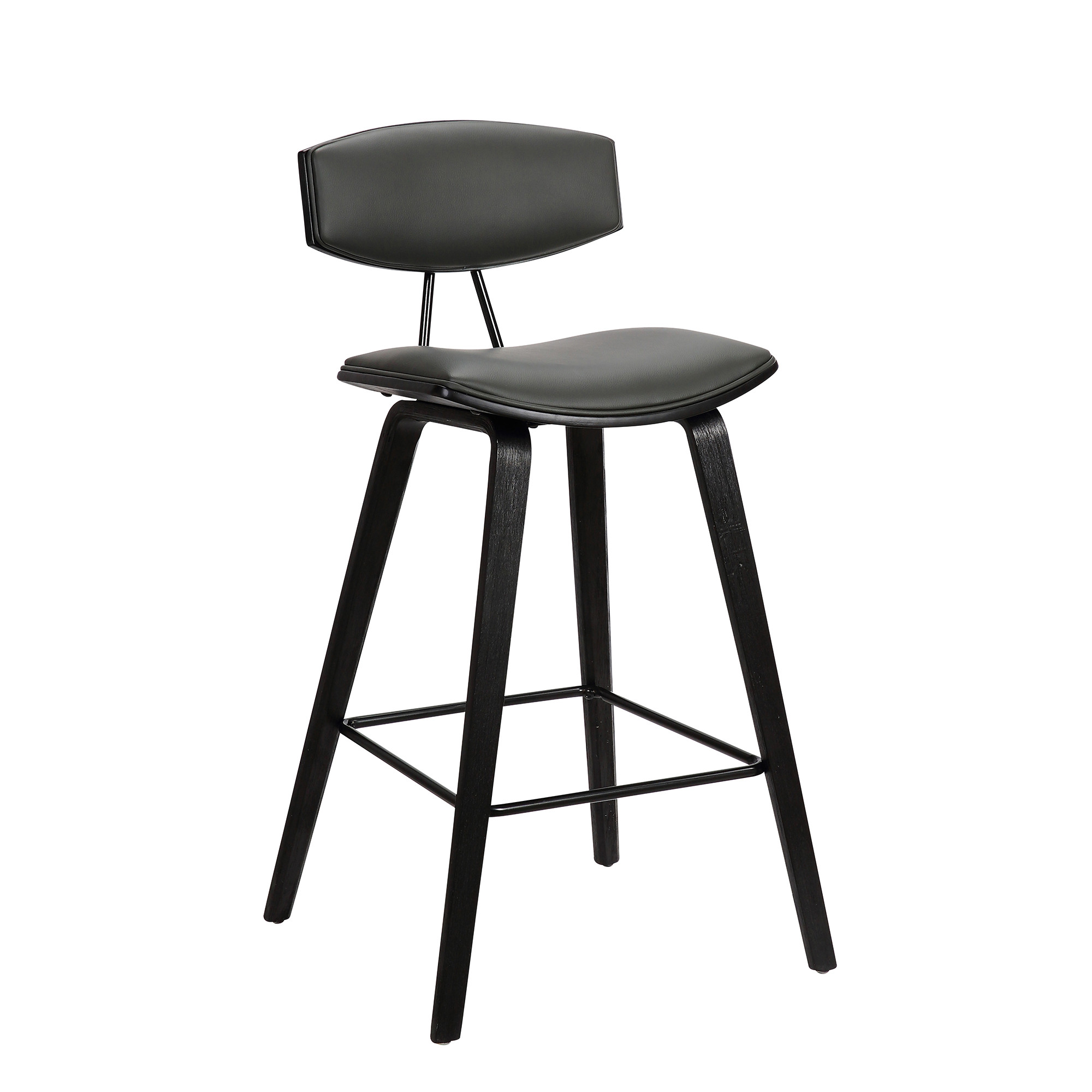 29 Gray Faux Leather Mid Century Modern Bar Stool