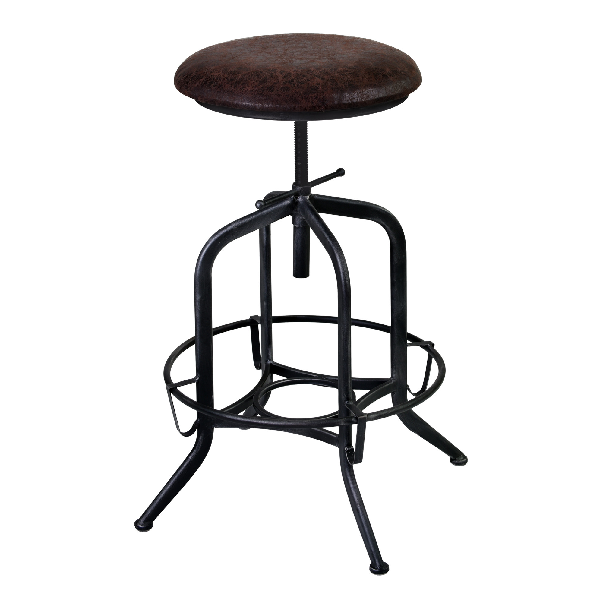 Brown and Black Adjustable Industrial Style Bar Stool