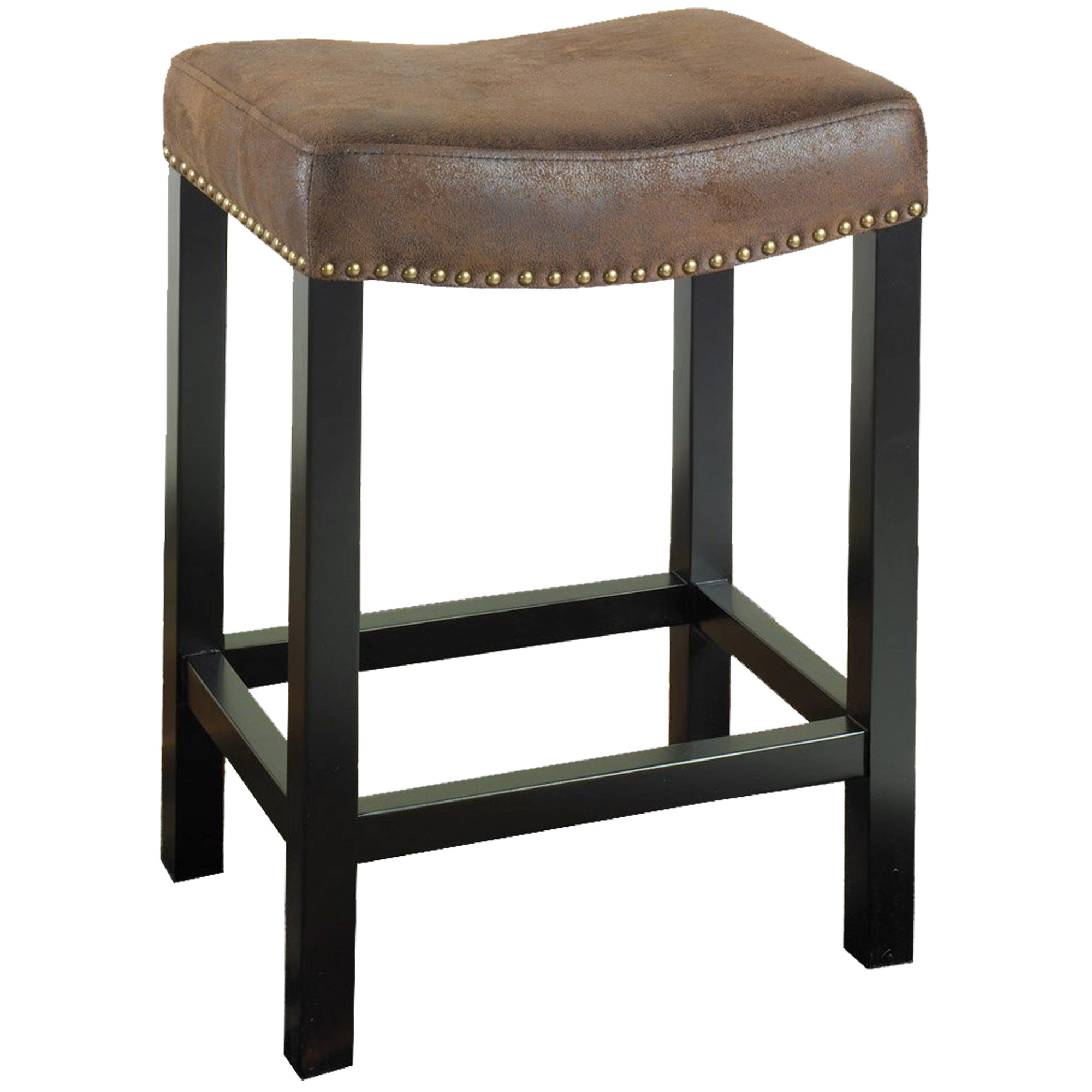 26" Brown Upholstered Backless Bar Stool