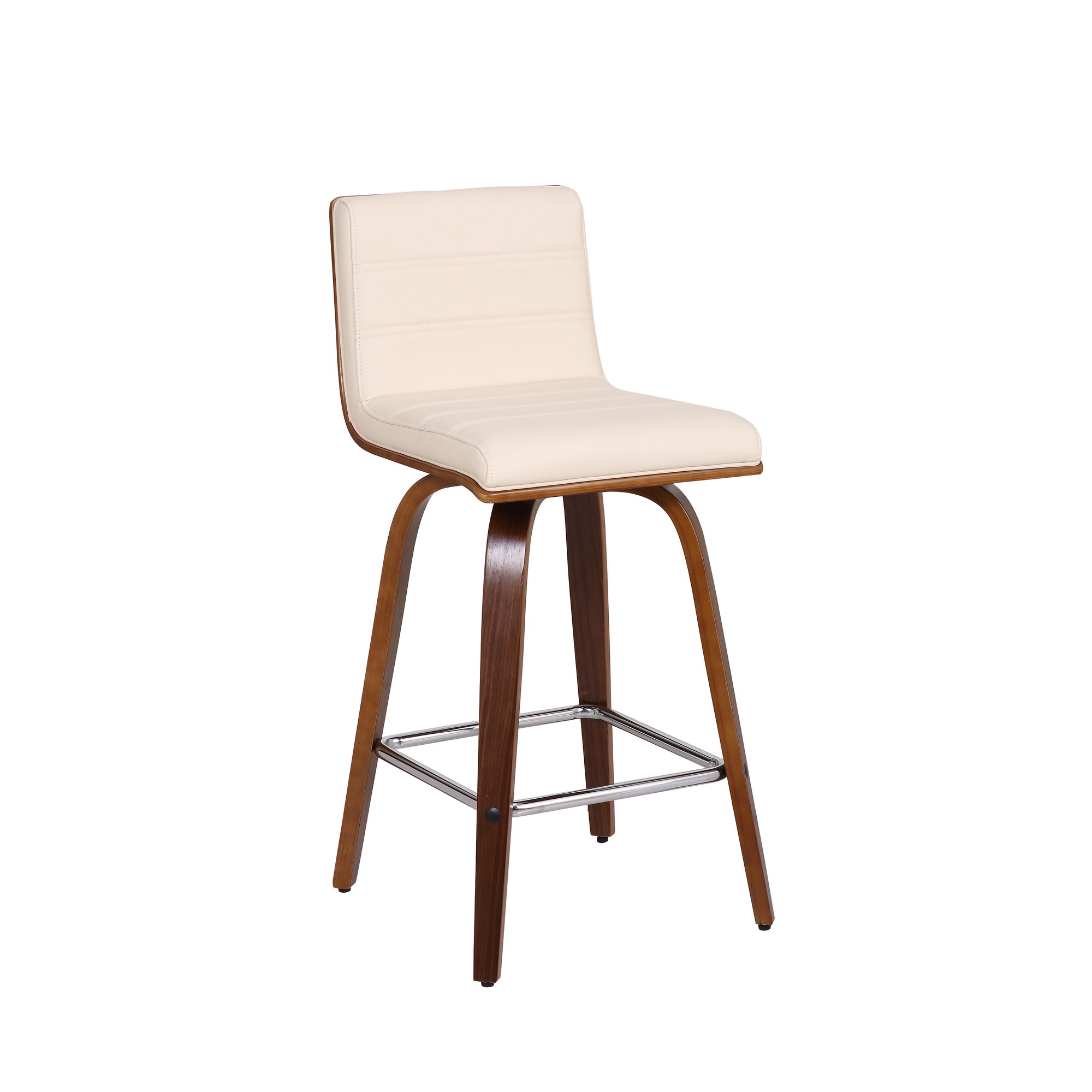 26 Cream Faux Leather Wooden Swivel Bar Stool