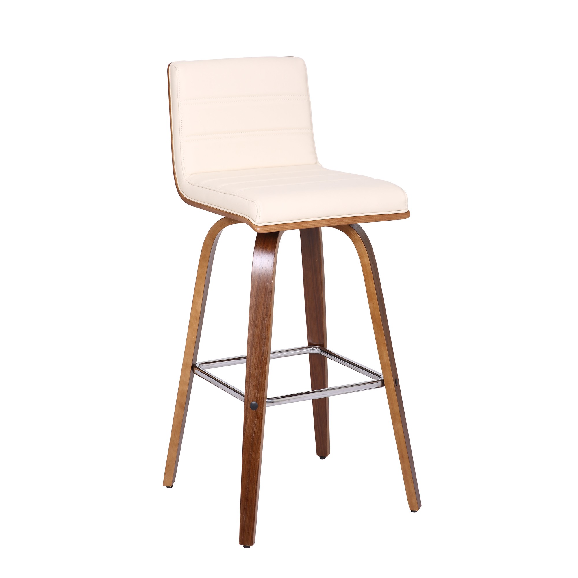 30 Cream Faux Leather Wooden Swivel Bar Stool