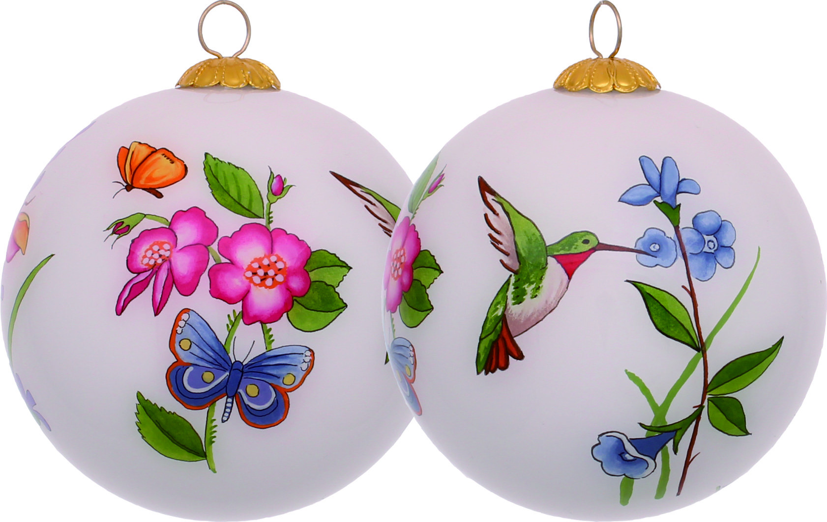 Decorative Florals Hand Painted Mouth Blown Glass Ornament