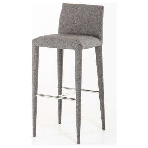 38" Grey Fabric and Metal Bar Stool