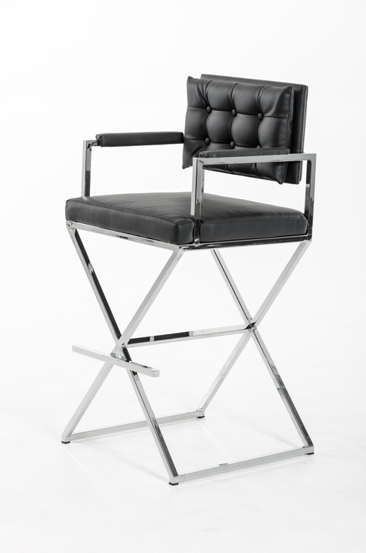 43" Black Leatherette and Steel Bar Stool