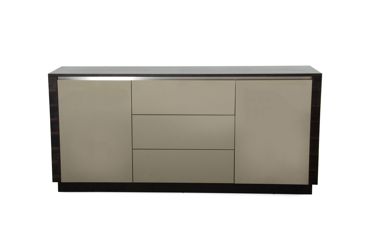 33" Oak and Grey Gloss Veneer and MDF Buffet