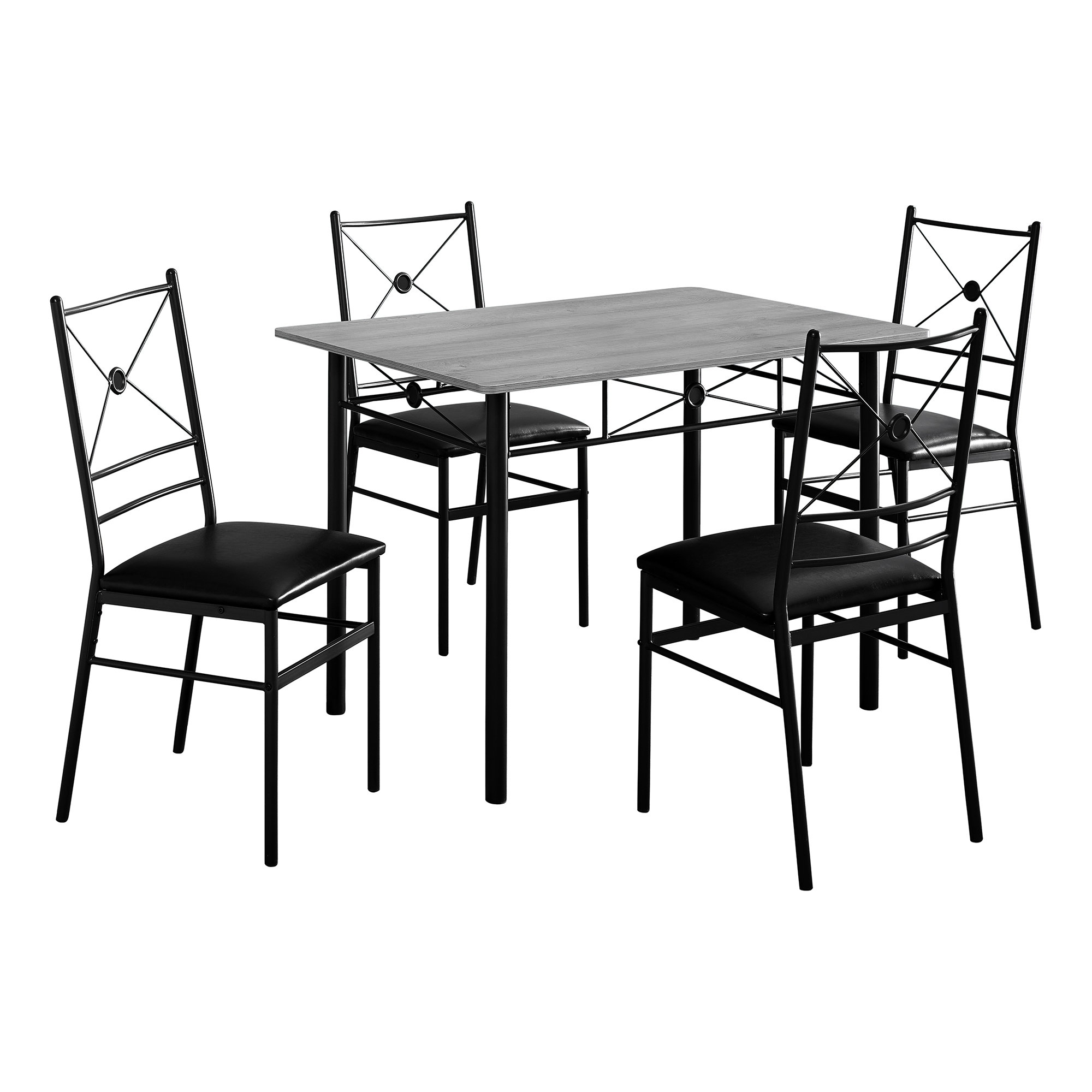 63" x 76" x 102" Grey Black Foam Metal 5pcs Dining Set