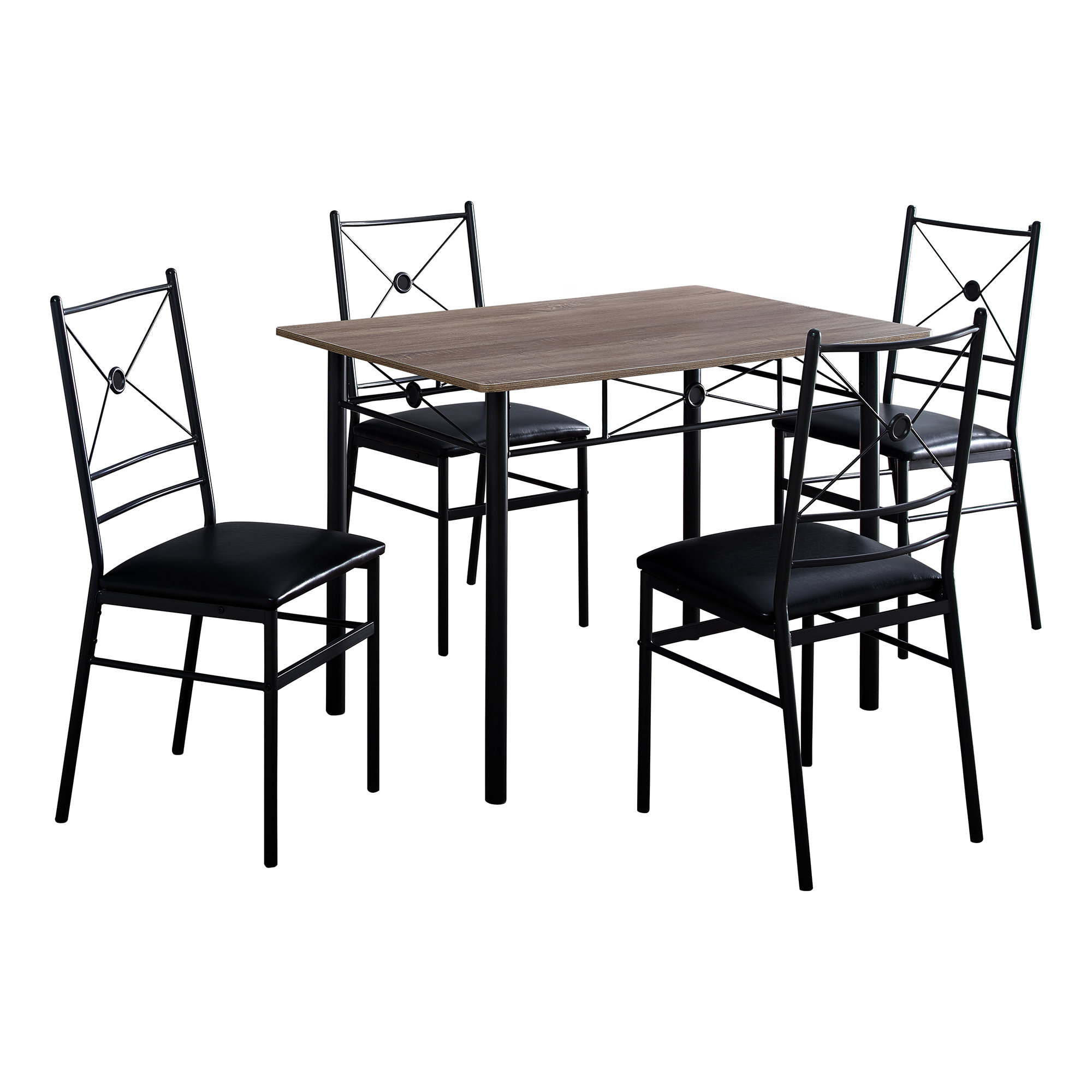 63" x 76" x 102" Dark Taupe Black Foam Metal 5pcs Dining Set