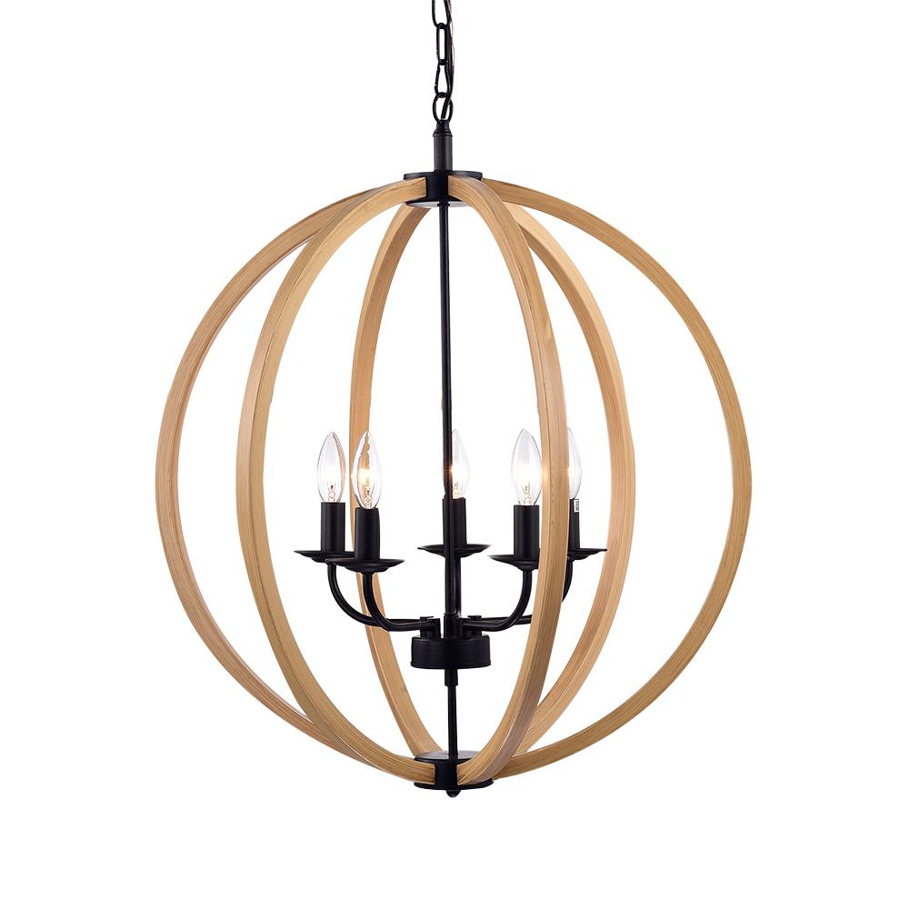 Fedelmid Black Natural Metal 24-inch Round Pendant Lamp