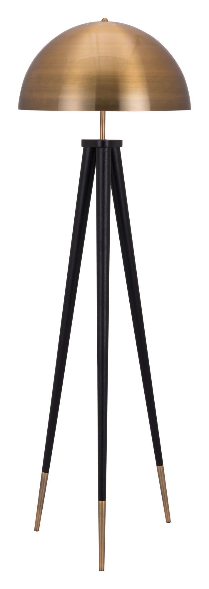 19.9" x 19.9" x 61.6" Brass & Black, Steel, Floor Lamp