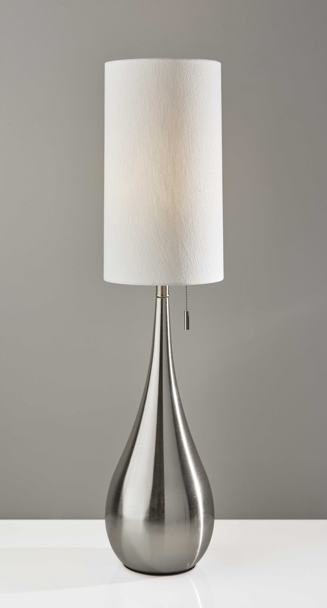 9" X 9" X 34.5" Brushed Steel Metal Table Lamp