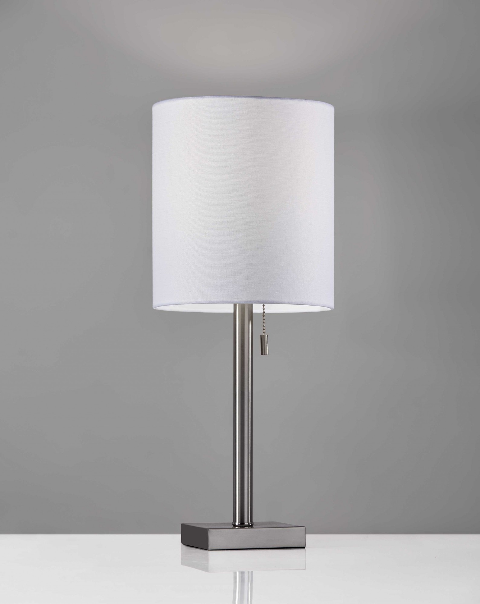 9" X 9" X 22" Brushed Steel Metal Table Lamp