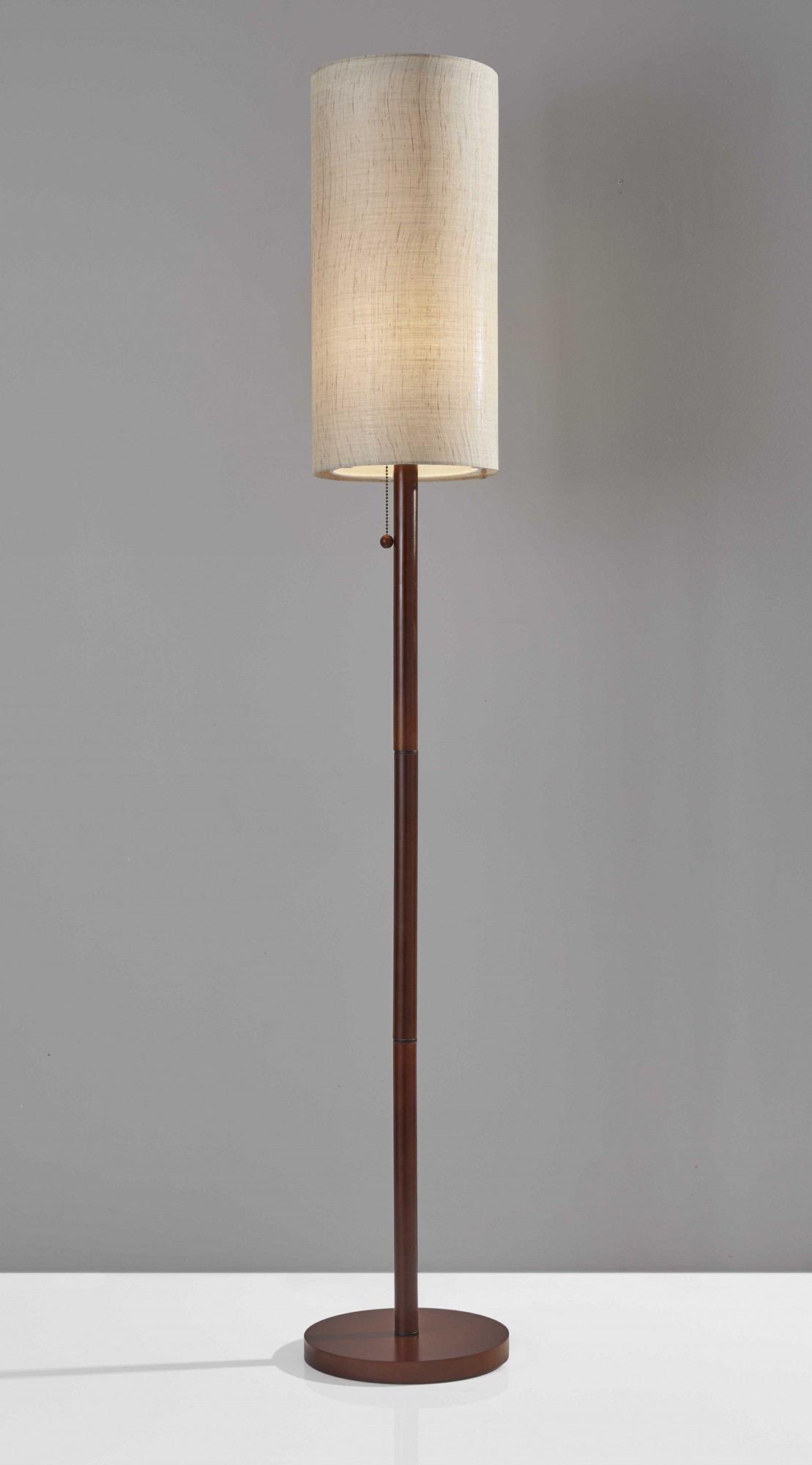 10" X 10" X 65" Walnut Wood Floor Lamp