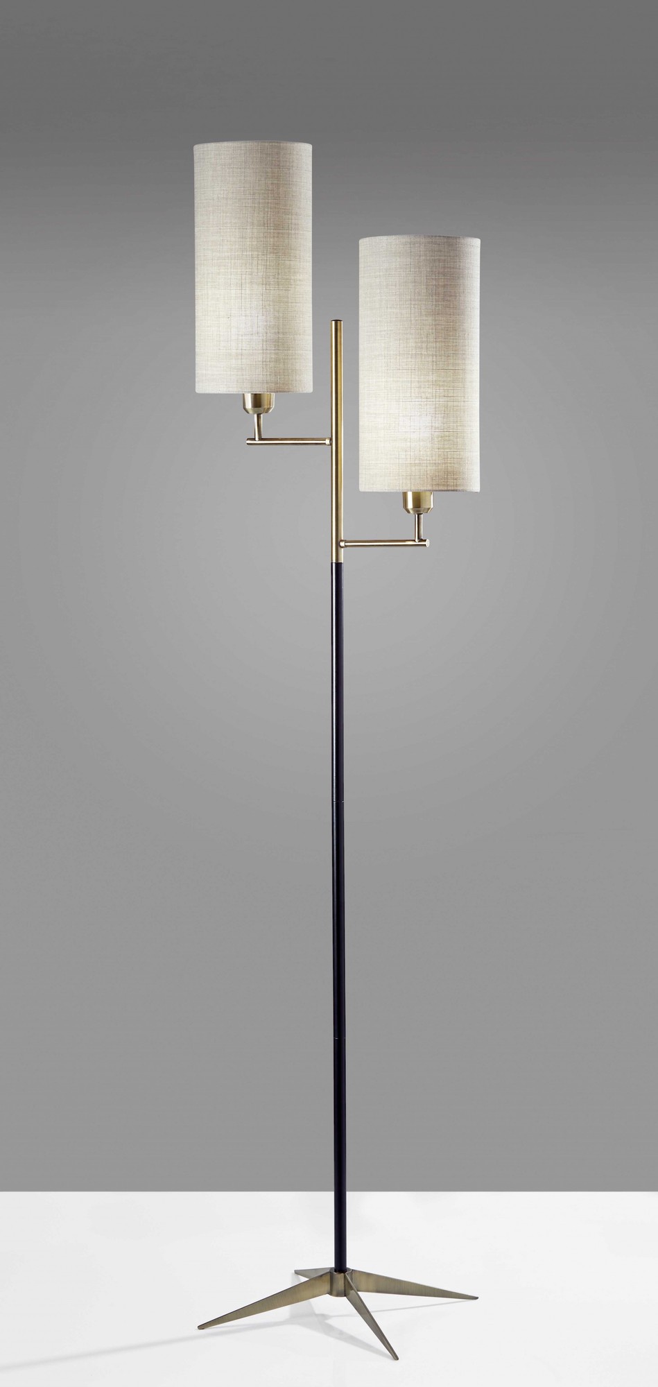 17.5" X 12.5" X 69.75" Brass Metal Floor Lamp