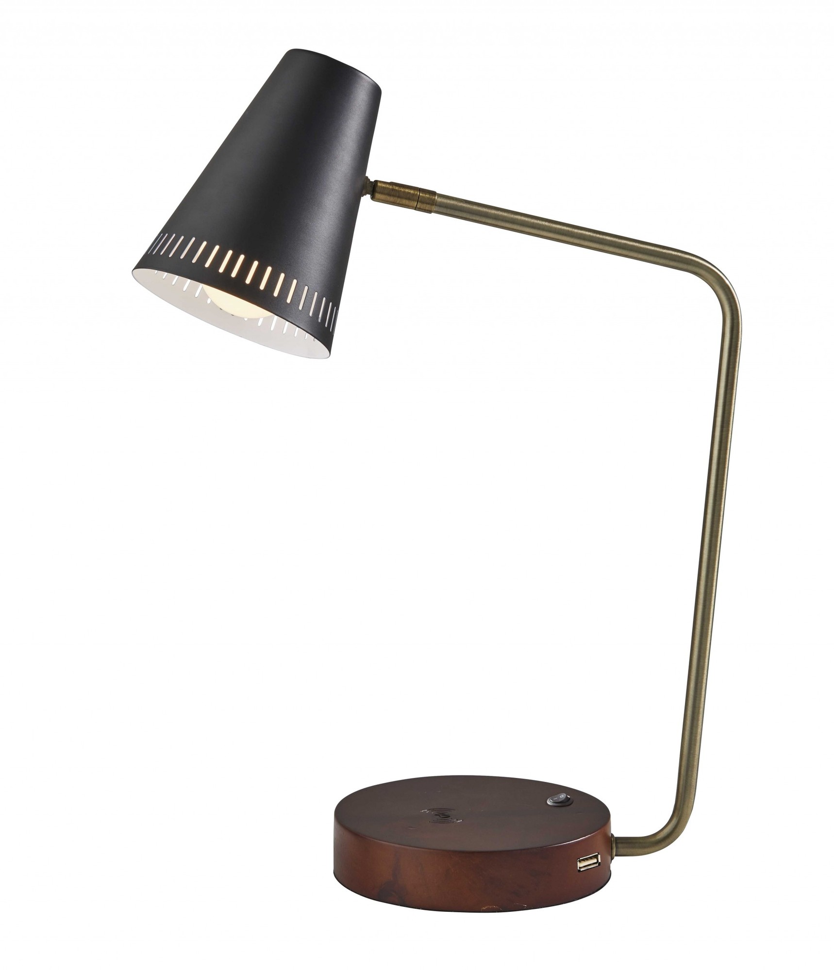 6.25" X 13.5" X 18" Black Metal Wireless Charging Desk Lamp